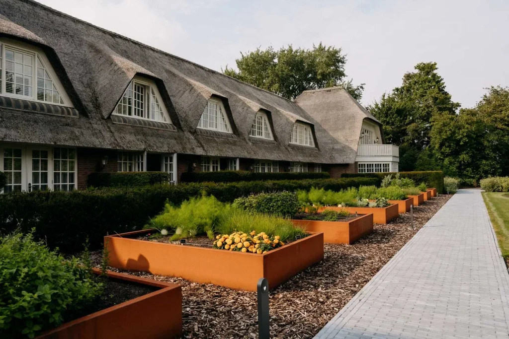 grote cortenstalen plantenbakken Inter Scaldes